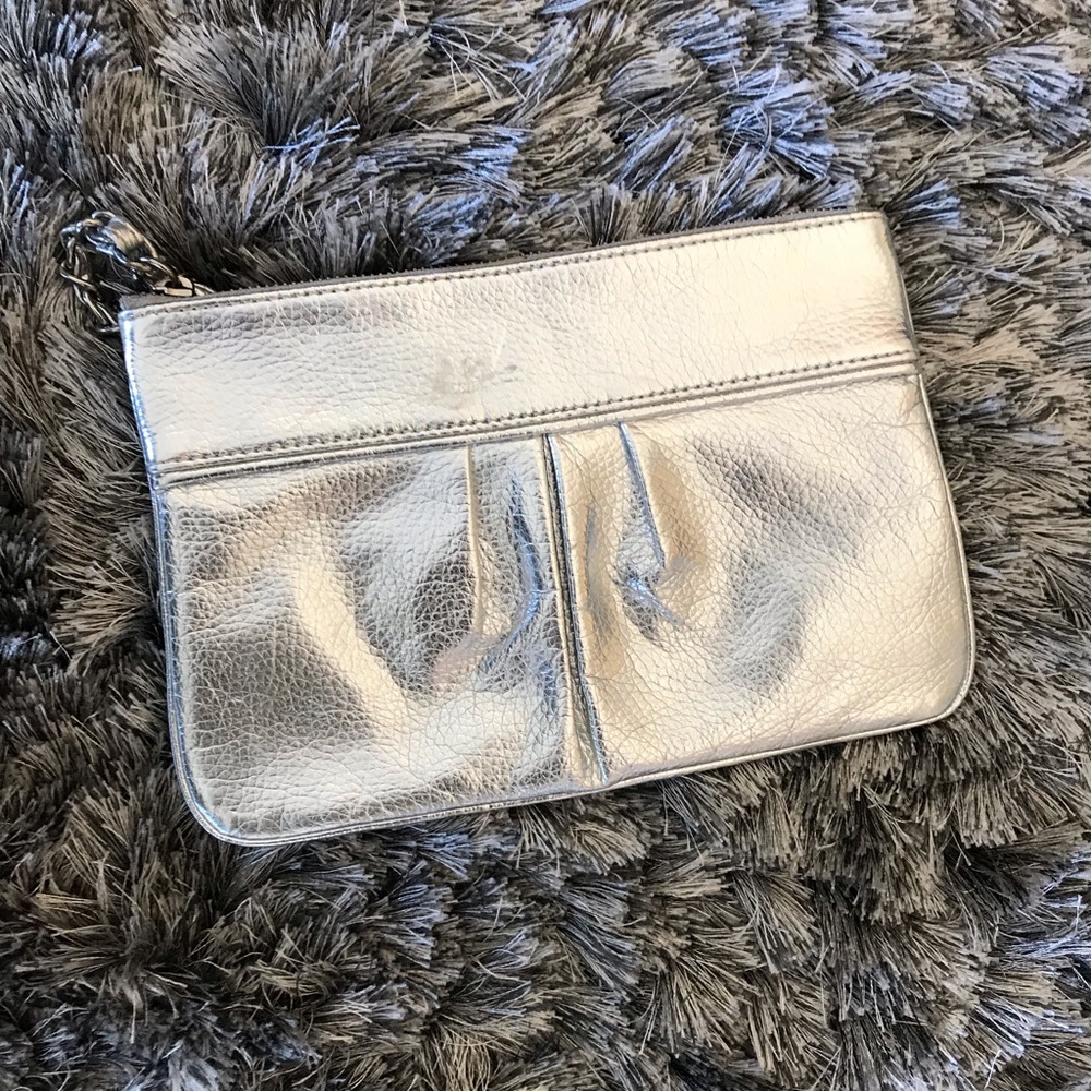 Silver Wristlet Clutch